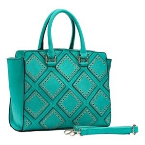 NWT Green Embossed Diamond Satchel Tote